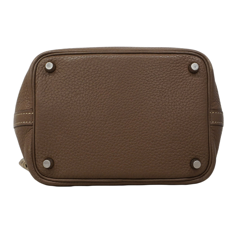 【6fa1556】エルメス ハンドバッグ ピコタンロックPM トリヨンクレマンス エトゥープ シルバー金具 □N刻印【中古】レディース