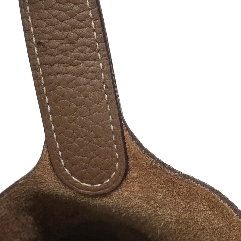 【6fa1556】エルメス ハンドバッグ ピコタンロックPM トリヨンクレマンス エトゥープ シルバー金具 □N刻印【中古】レディース