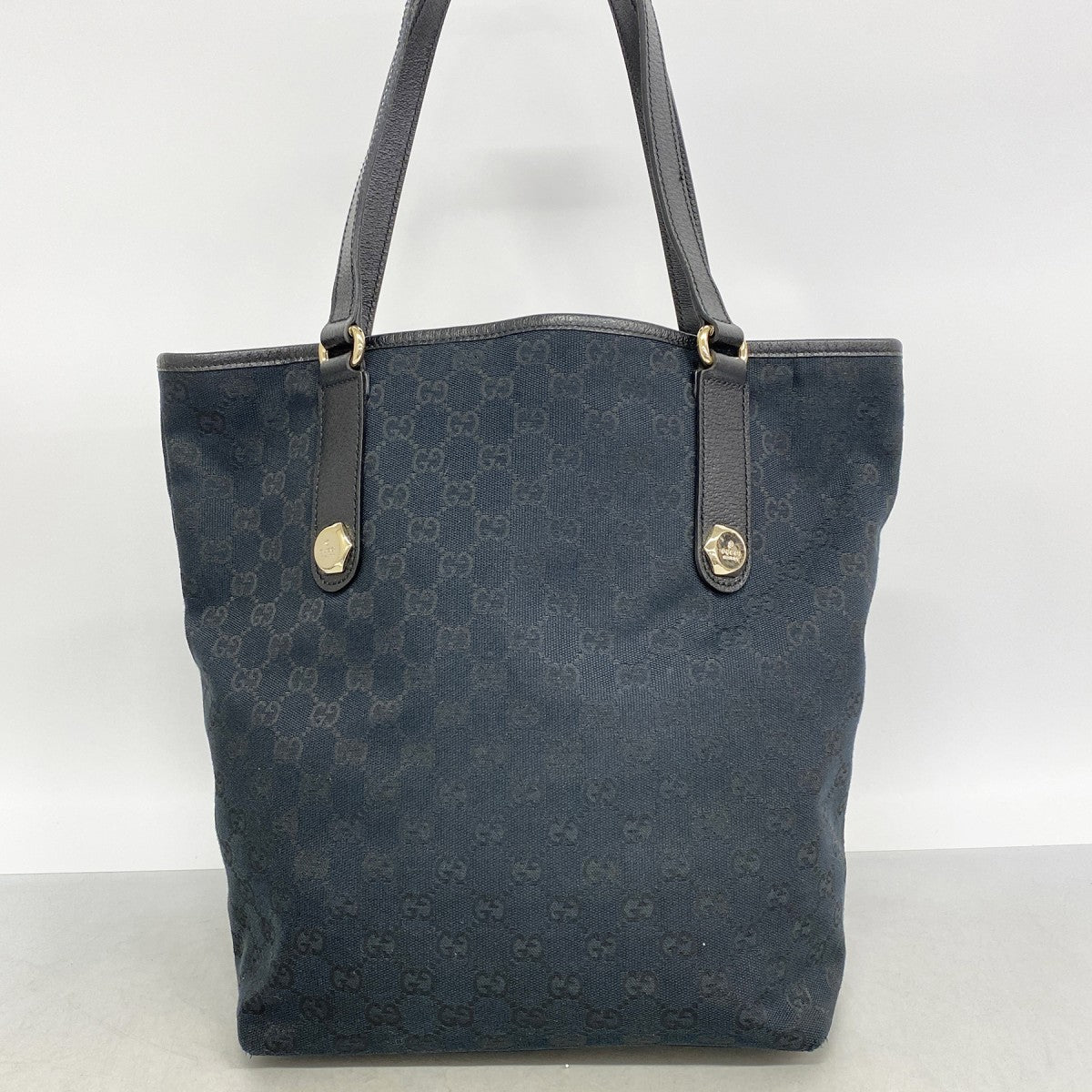 【6fa1557】グッチ トートバッグ GGキャンバス 153009 キャンバス ブラック ゴールド金具【中古】レディース