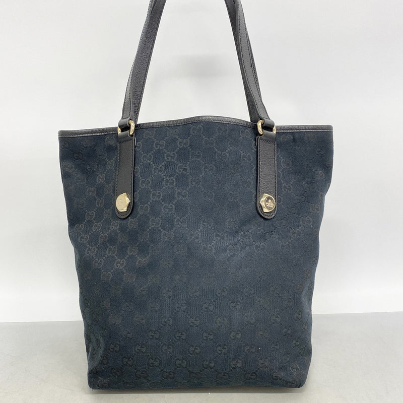 【6fa1557】グッチ トートバッグ GGキャンバス 153009 キャンバス ブラック ゴールド金具【中古】レディース