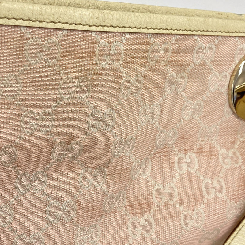 【6fa1559】グッチ ショルダーバッグ GGキャンバス 120841 キャンバス ピンク ホワイト ゴールド金具【中古】レディース