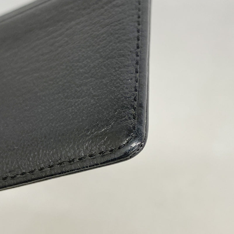 【6fa1561】シャネル カードケース レザー ブラック ゴールド金具【中古】レディース