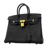 【6fa1568-g】エルメス ハンドバッグ バーキン25 トゴ ブラック ゴールド金具 K刻印【中古】レディース