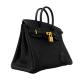 【6fa1568-g】エルメス ハンドバッグ バーキン25 トゴ ブラック ゴールド金具 K刻印【中古】レディース