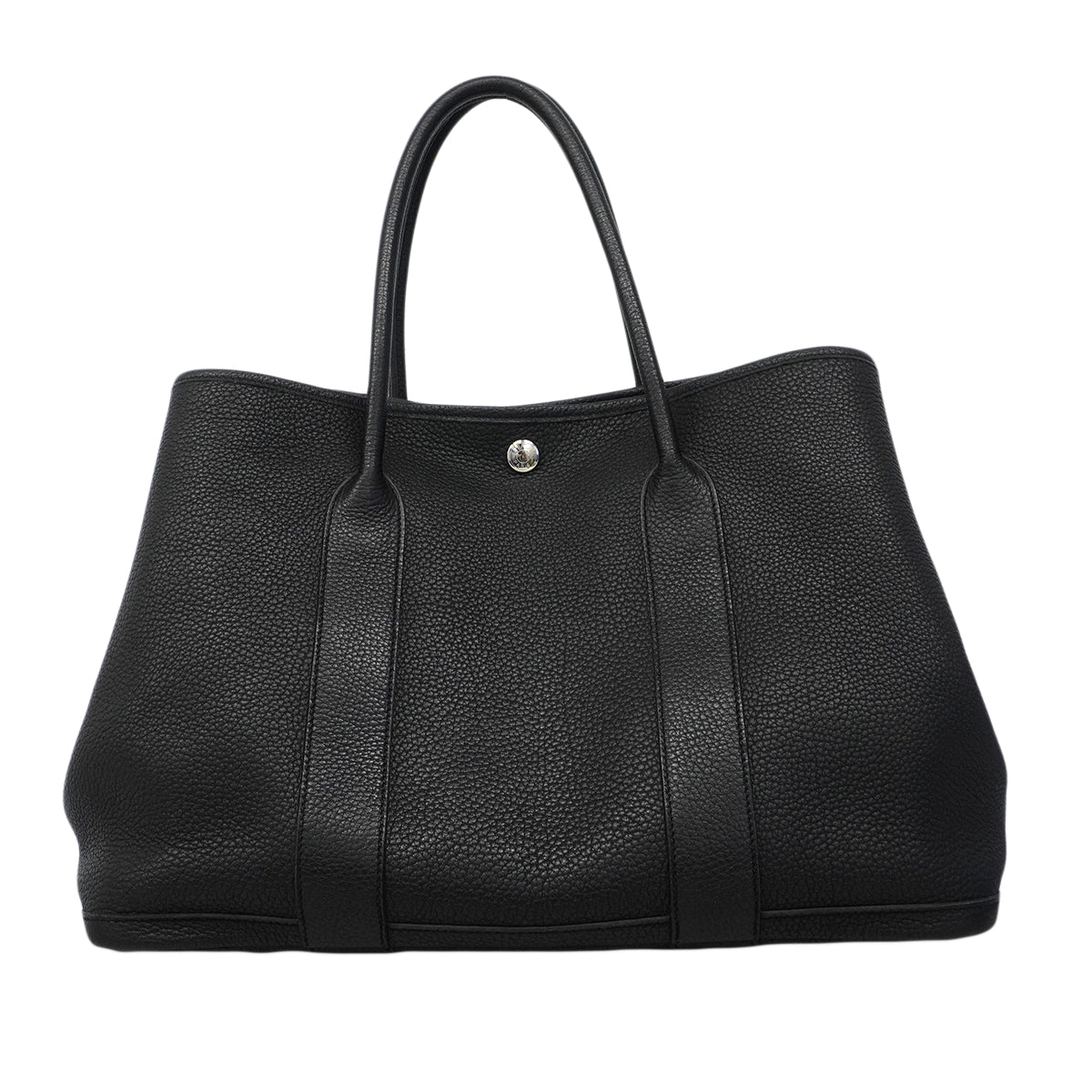 【6fa1612-h】エルメス トートバッグ ガーデンパーティPM ネゴンダ ブラック シルバー金具 D刻印【中古】レディース