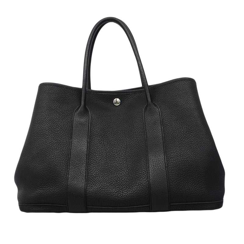 【6fa1612-h】エルメス トートバッグ ガーデンパーティPM ネゴンダ ブラック シルバー金具 D刻印【中古】レディース