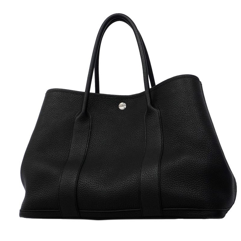 【6fa1612-h】エルメス トートバッグ ガーデンパーティPM ネゴンダ ブラック シルバー金具 D刻印【中古】レディース