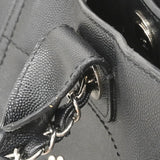 【6fa1662-h】シャネル チェーントート ドーヴィル チェーンショルダー キャビアスキン ブラック シルバー金具 2wayバッグ【中古】レディース