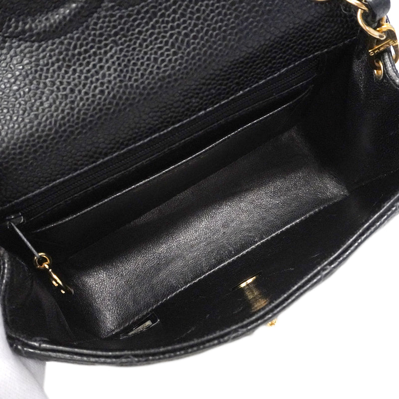 【6fa1625-h】シャネル ショルダーバッグ マトラッセ チェーンショルダー キャビアスキン ブラック ゴールド金具【中古】レディース