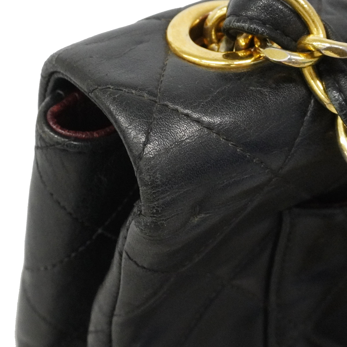 【6fa1628-h】シャネル ショルダーバッグ デカマトラッセ Wチェーン ラムスキン ブラック ゴールド金具【中古】レディース