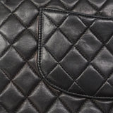 【6fa1637】シャネル ショルダーバッグ マトラッセ Wフラップ Wチェーン ラムスキン ブラック ゴールド金具【中古】レディース
