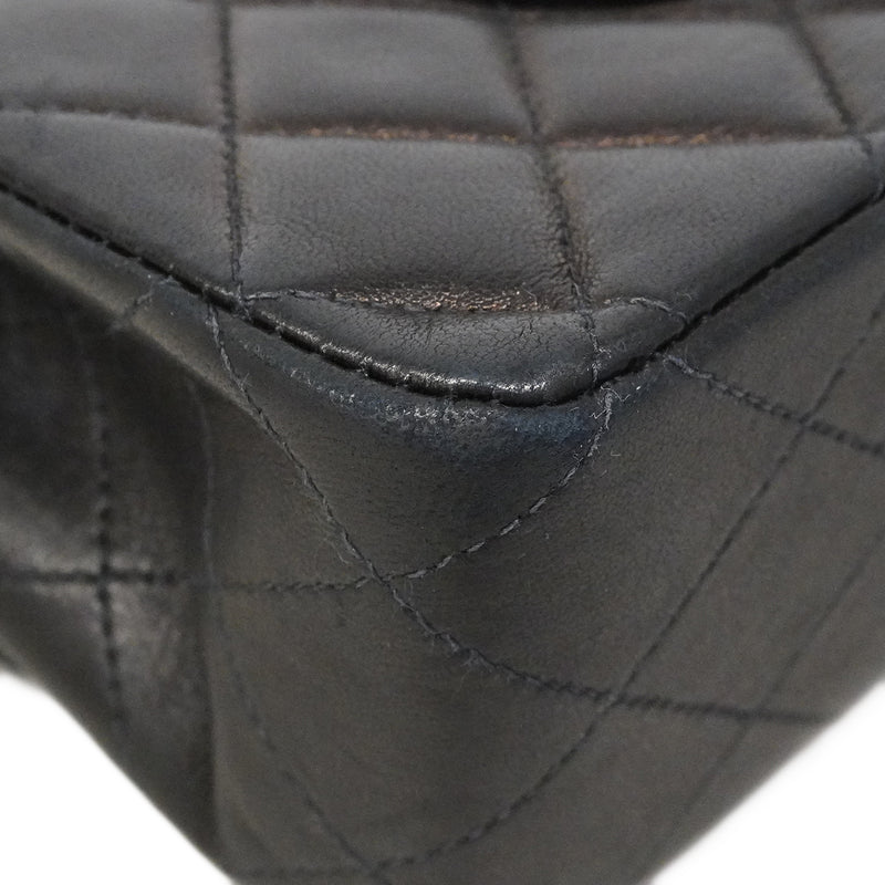 【6fa1637】シャネル ショルダーバッグ マトラッセ Wフラップ Wチェーン ラムスキン ブラック ゴールド金具【中古】レディース