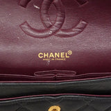 【6fa1637】シャネル ショルダーバッグ マトラッセ Wフラップ Wチェーン ラムスキン ブラック ゴールド金具【中古】レディース