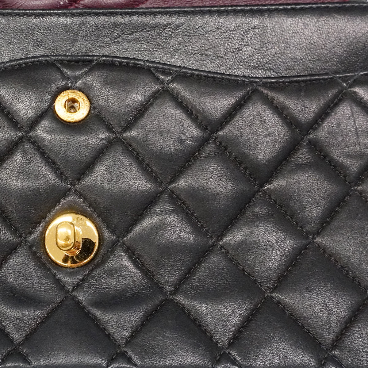 【6fa1637】シャネル ショルダーバッグ マトラッセ Wフラップ Wチェーン ラムスキン ブラック ゴールド金具【中古】レディース