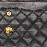 【6fa1637】シャネル ショルダーバッグ マトラッセ Wフラップ Wチェーン ラムスキン ブラック ゴールド金具【中古】レディース