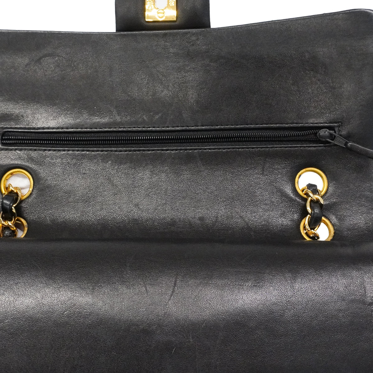 【6fa1637】シャネル ショルダーバッグ マトラッセ Wフラップ Wチェーン ラムスキン ブラック ゴールド金具【中古】レディース