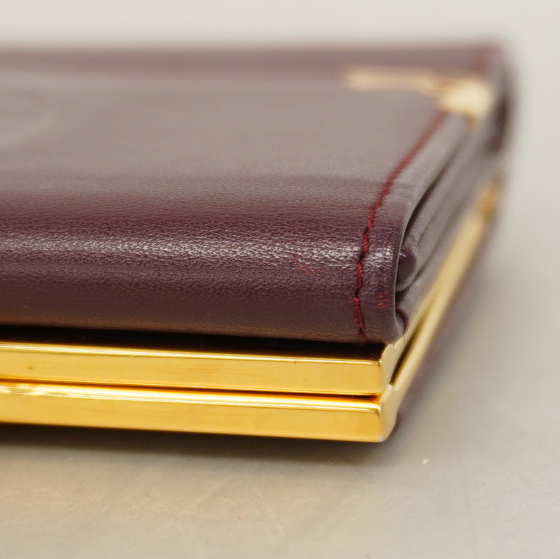 【6fa1661】カルティエ コインケース マスト レザー ボルドー ゴールド金具【中古】レディース