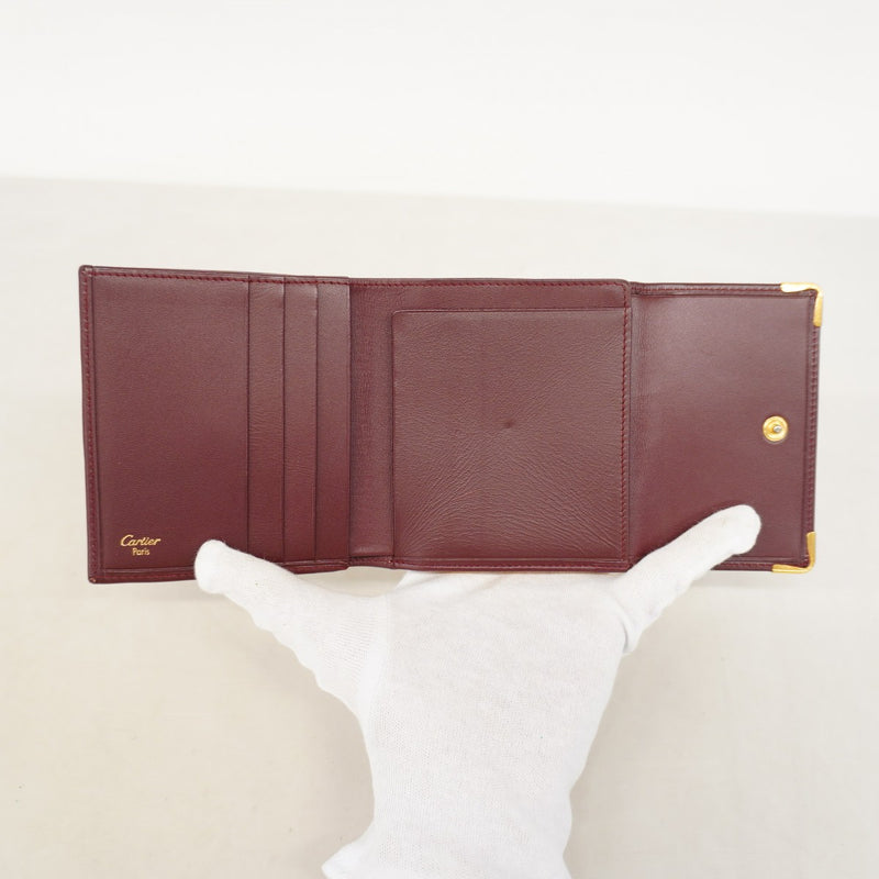【6fa1661】カルティエ コインケース マスト レザー ボルドー ゴールド金具【中古】レディース