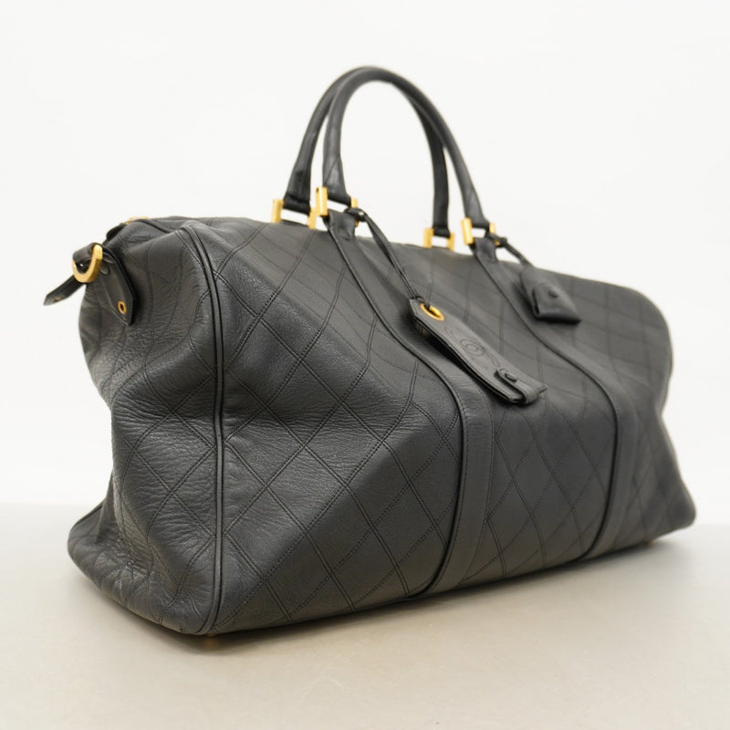 【6fa1665-k】シャネル ボストンバッグ ビコローレ ラムスキン ブラック ゴールド金具【中古】メンズ レディース ユニセックス