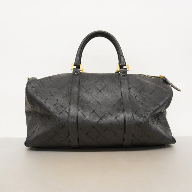 【6fa1665-k】シャネル ボストンバッグ ビコローレ ラムスキン ブラック ゴールド金具【中古】メンズ レディース ユニセックス