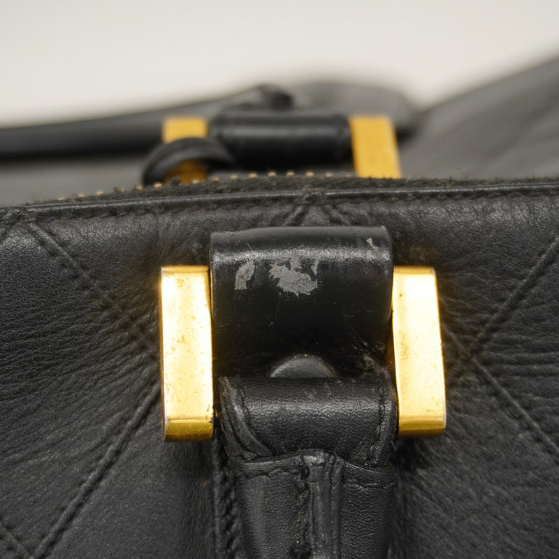 【6fa1665-k】シャネル ボストンバッグ ビコローレ ラムスキン ブラック ゴールド金具【中古】メンズ レディース ユニセックス