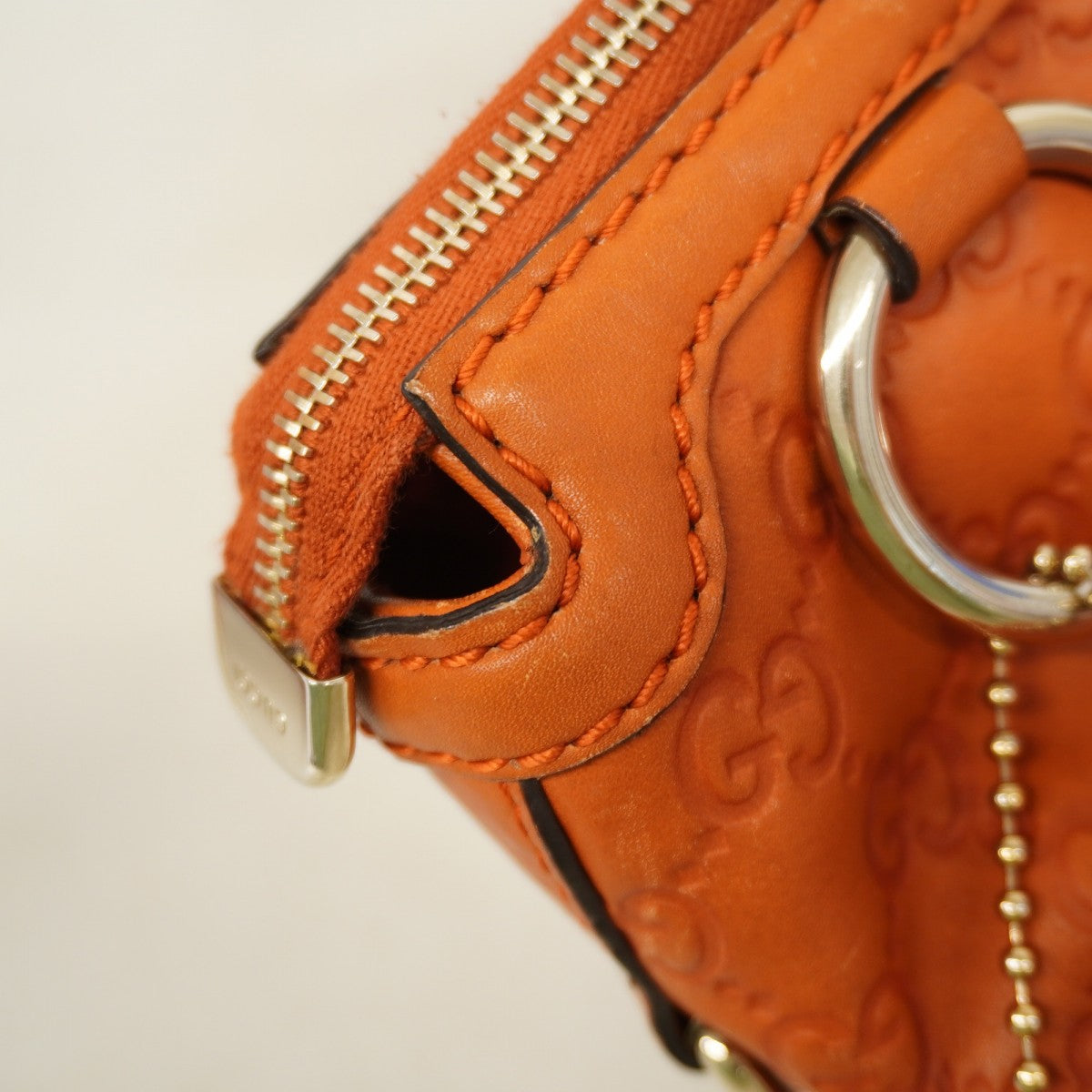 【6fa1671-k】グッチ トートバッグ グッチシマ 285730 レザー オレンジ シャンパンゴールド金具 2wayバッグ【中古】レディース