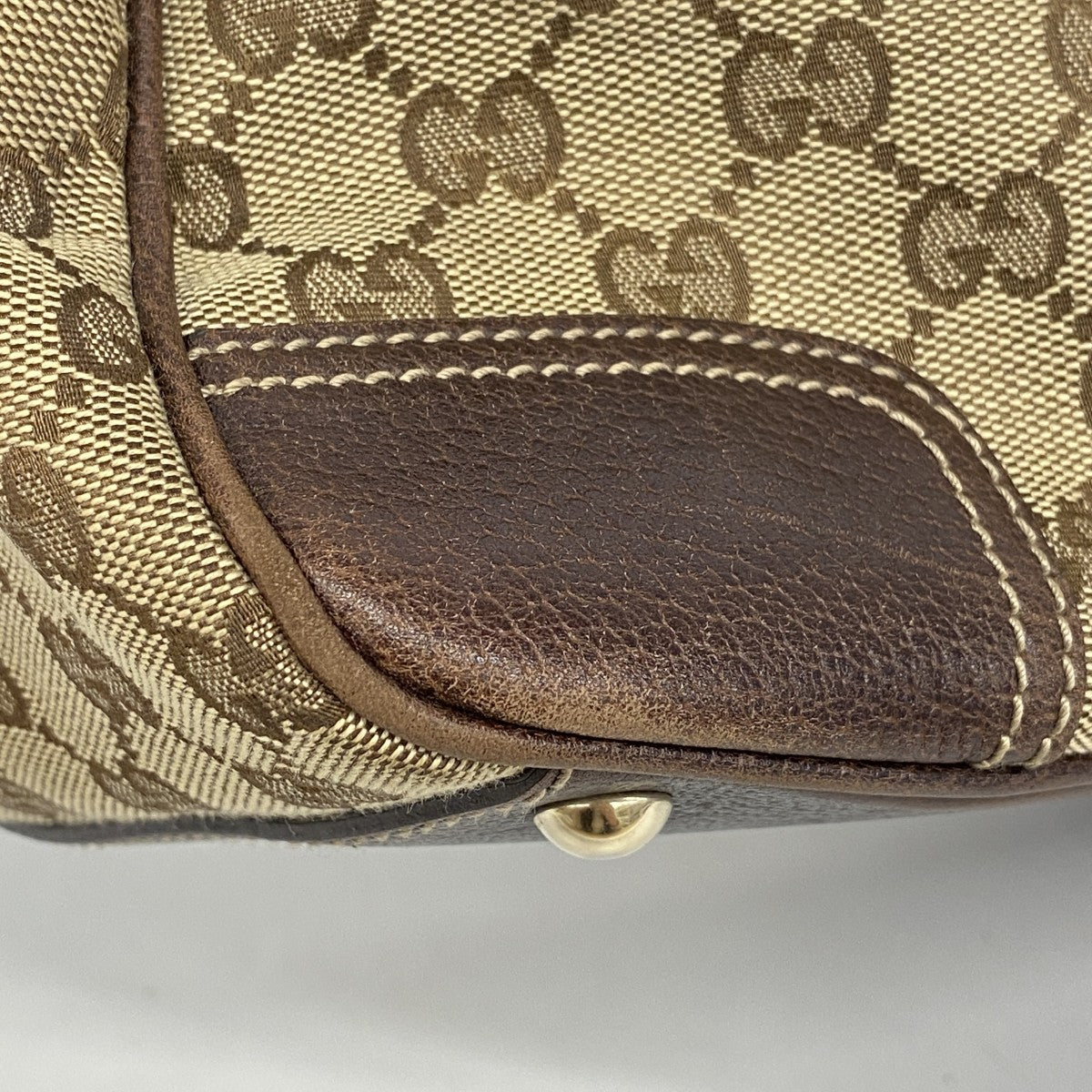 【6fa1684】グッチ ショルダーバッグ GGキャンバス/シェリーライン 161720 キャンバス ベージュ ブラウン ゴールド金具【中古】レディース