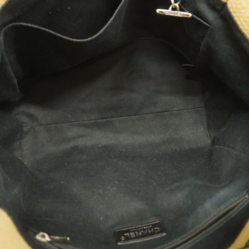 【6fa1697】シャネル チェーントート ドーヴィル キャンバス ベージュ シルバー金具【中古】レディース
