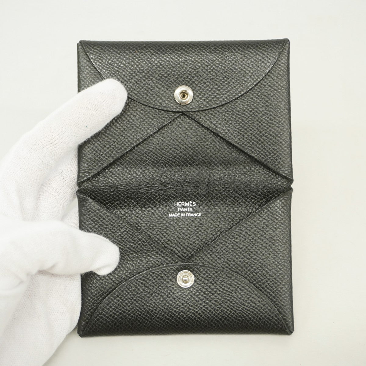 【6fa1714】エルメス カードケース カルヴィ ヴォーエプソン ブラック シルバー金具 Y刻印【中古】メンズ レディース ユニセックス