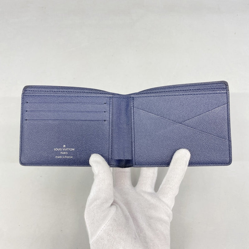 【6fa1724】ルイヴィトン 札入れ モノグラム・ウォーターカラー ポルトフォイユミュルティプル M80458 ブルー【中古】メンズ