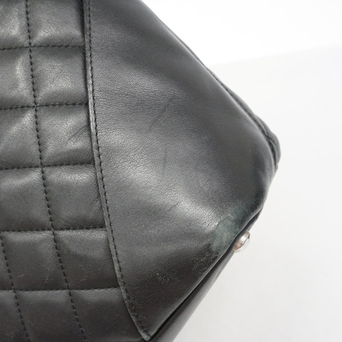 【6fa1726】シャネル トートバッグ カンボン ラムスキン ブラック シルバー金具【中古】レディース