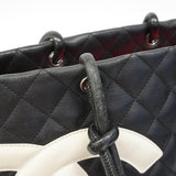 【6fa1726】シャネル トートバッグ カンボン ラムスキン ブラック シルバー金具【中古】レディース