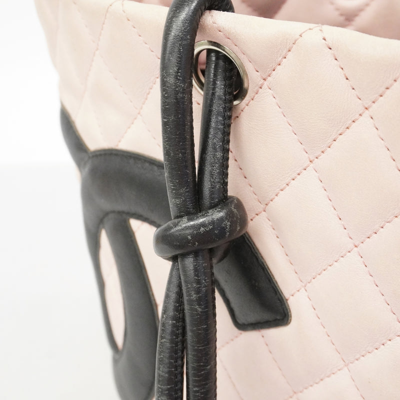 【6fa1735】シャネル トートバッグ カンボン ラムスキン ピンク シルバー金具【中古】レディース