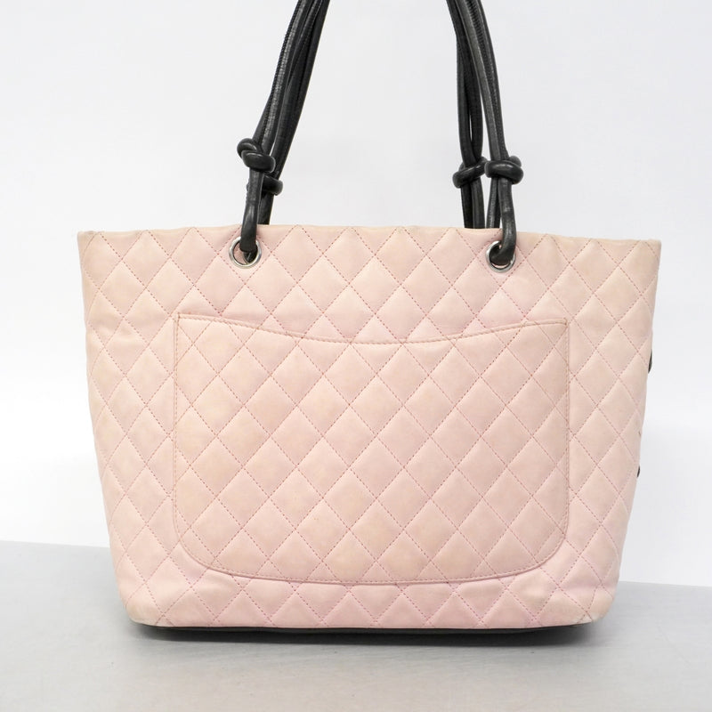 【6fa1735】シャネル トートバッグ カンボン ラムスキン ピンク シルバー金具【中古】レディース