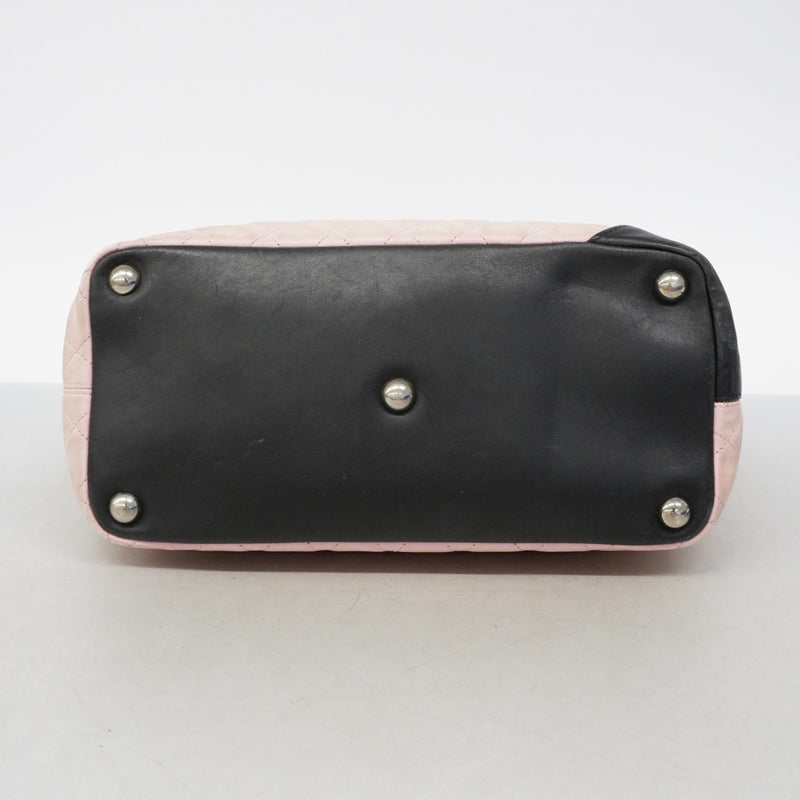【6fa1735】シャネル トートバッグ カンボン ラムスキン ピンク シルバー金具【中古】レディース