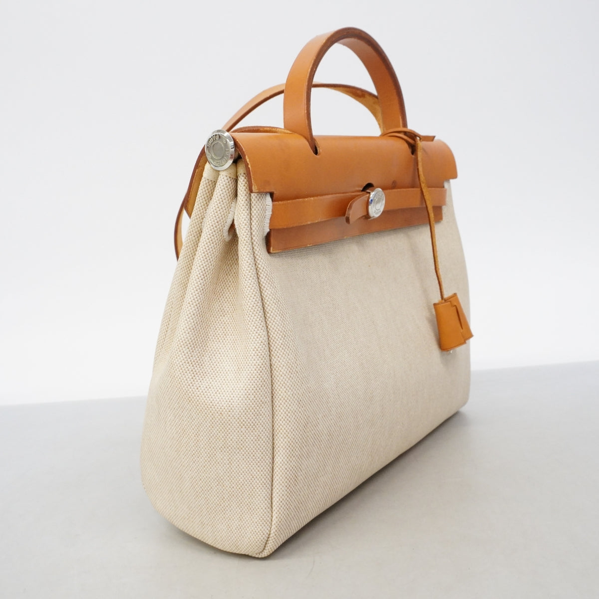 【6fa1736】エルメス ハンドバッグ エールバッグPM トワルアッシュ ナチュラル シルバー金具 □E刻印 2wayバッグ【中古】レディース