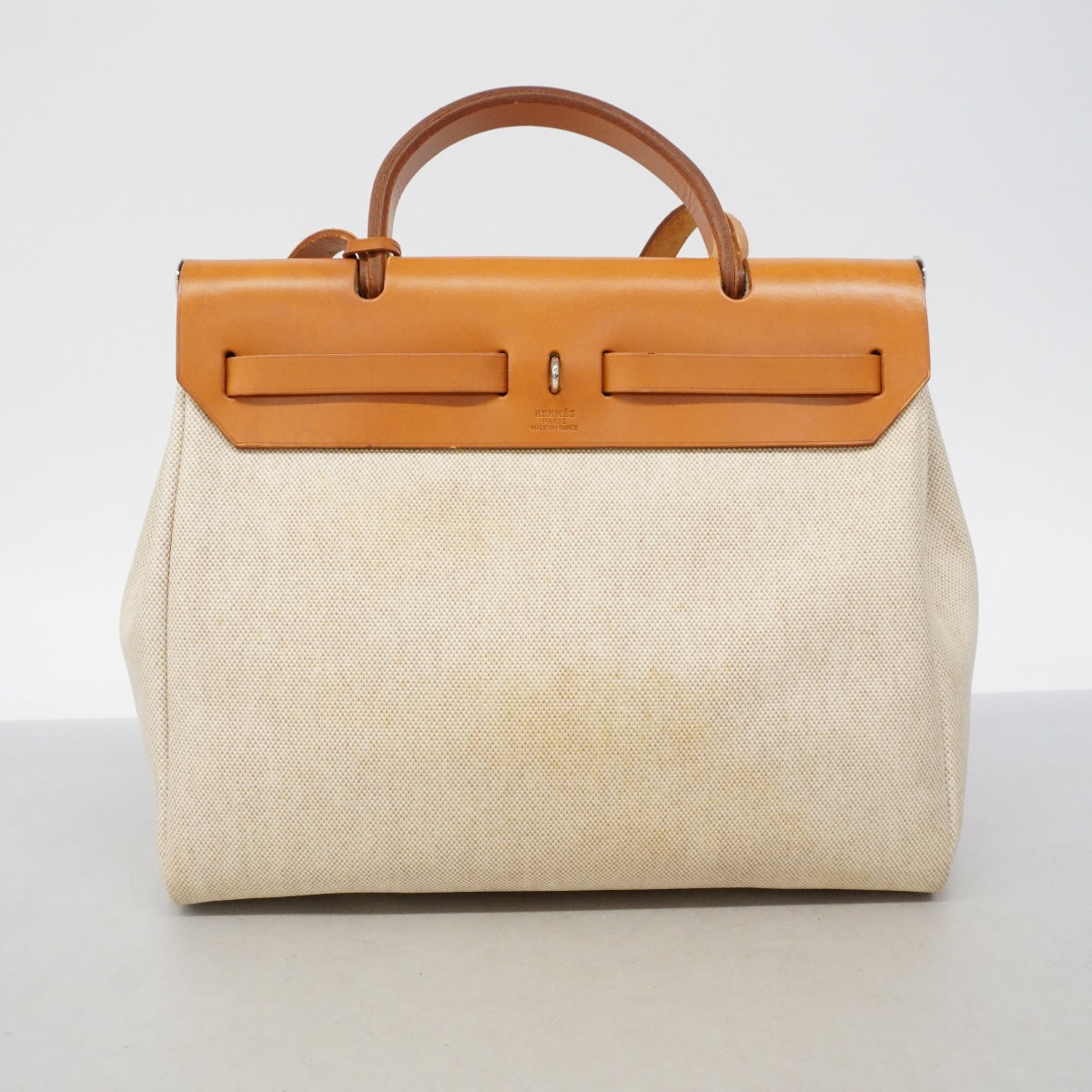 【6fa1736】エルメス ハンドバッグ エールバッグPM トワルアッシュ ナチュラル シルバー金具 □E刻印 2wayバッグ【中古】レディース