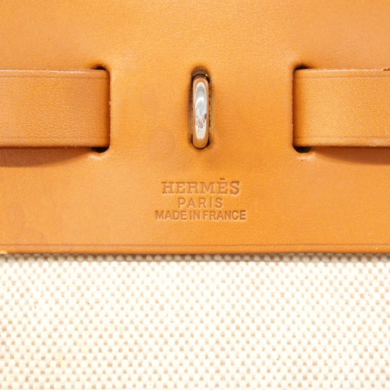 【6fa1736】エルメス ハンドバッグ エールバッグPM トワルアッシュ ナチュラル シルバー金具 □E刻印 2wayバッグ【中古】レディース