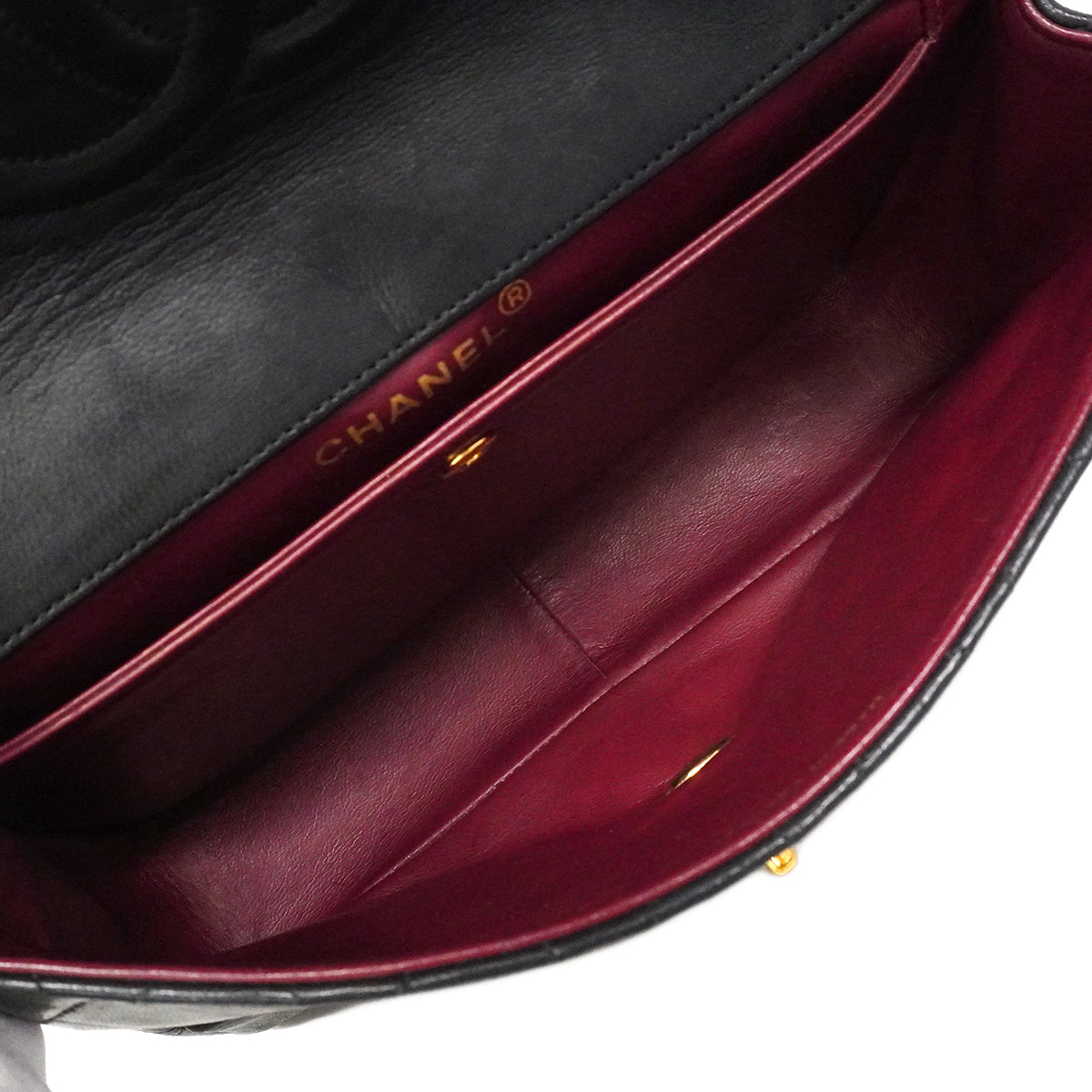 【6fa1743-k】シャネル ショルダーバッグ マトラッセ Wチェーン ラムスキン ブラック ゴールド金具【中古】レディース