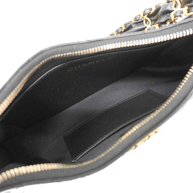 【6fa1744】シャネル ショルダーバッグ チェーンショルダー シャネル19 レザー ブラック ゴールド金具【中古】レディース