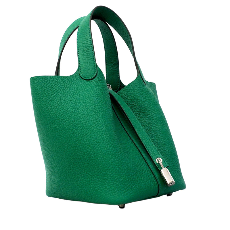【6fa1745】エルメス ハンドバッグ ピコタンロックPM トリヨンクレマンス ミント シルバー金具 G刻印【中古】レディース