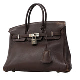 【6fa1746】エルメス ハンドバッグ バーキン25 トリヨンクレマンス ハバナ シルバー金具 □J刻印【中古】レディース