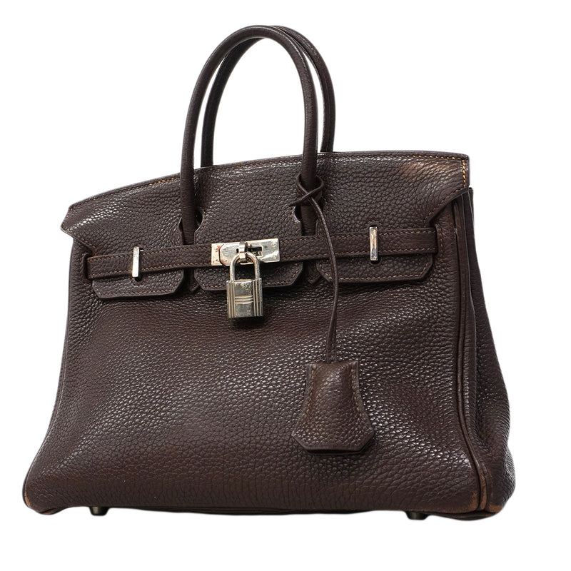 【6fa1746】エルメス ハンドバッグ バーキン25 トリヨンクレマンス ハバナ シルバー金具 □J刻印【中古】レディース