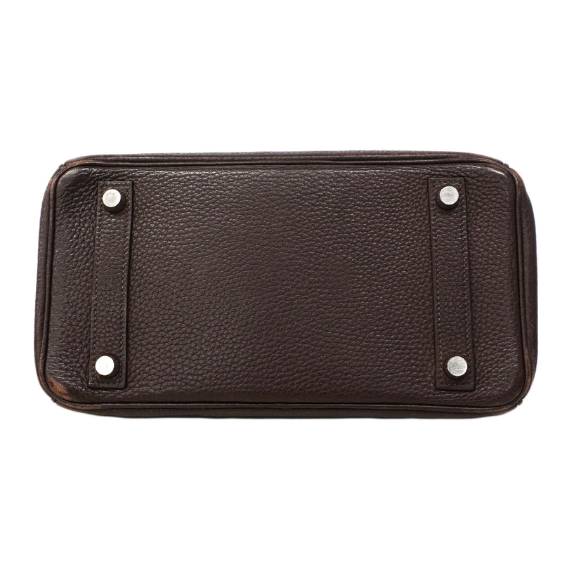 【6fa1746】エルメス ハンドバッグ バーキン25 トリヨンクレマンス ハバナ シルバー金具 □J刻印【中古】レディース