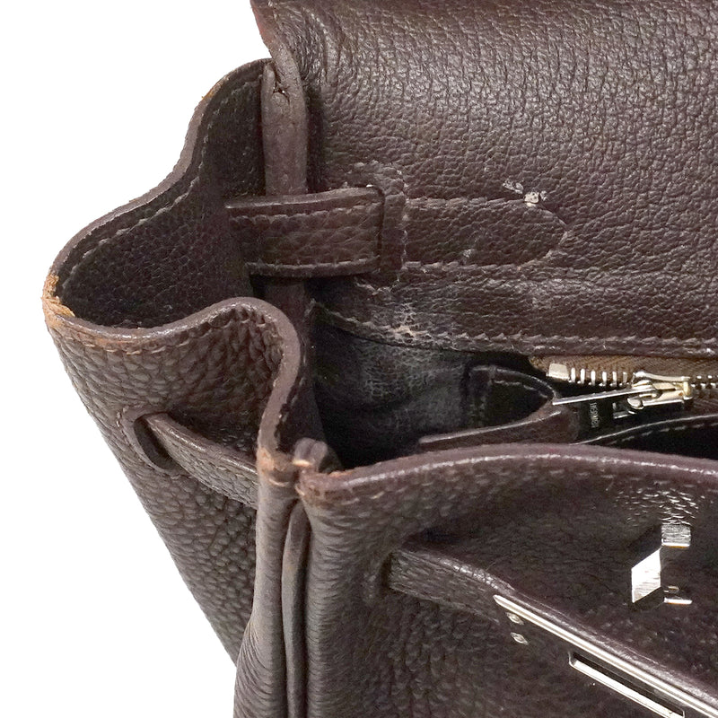 【6fa1746】エルメス ハンドバッグ バーキン25 トリヨンクレマンス ハバナ シルバー金具 □J刻印【中古】レディース