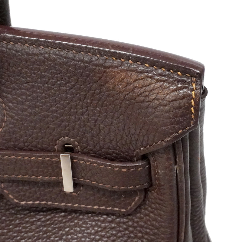 【6fa1746】エルメス ハンドバッグ バーキン25 トリヨンクレマンス ハバナ シルバー金具 □J刻印【中古】レディース
