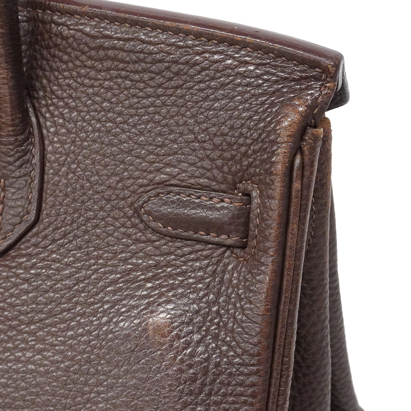 【6fa1746】エルメス ハンドバッグ バーキン25 トリヨンクレマンス ハバナ シルバー金具 □J刻印【中古】レディース