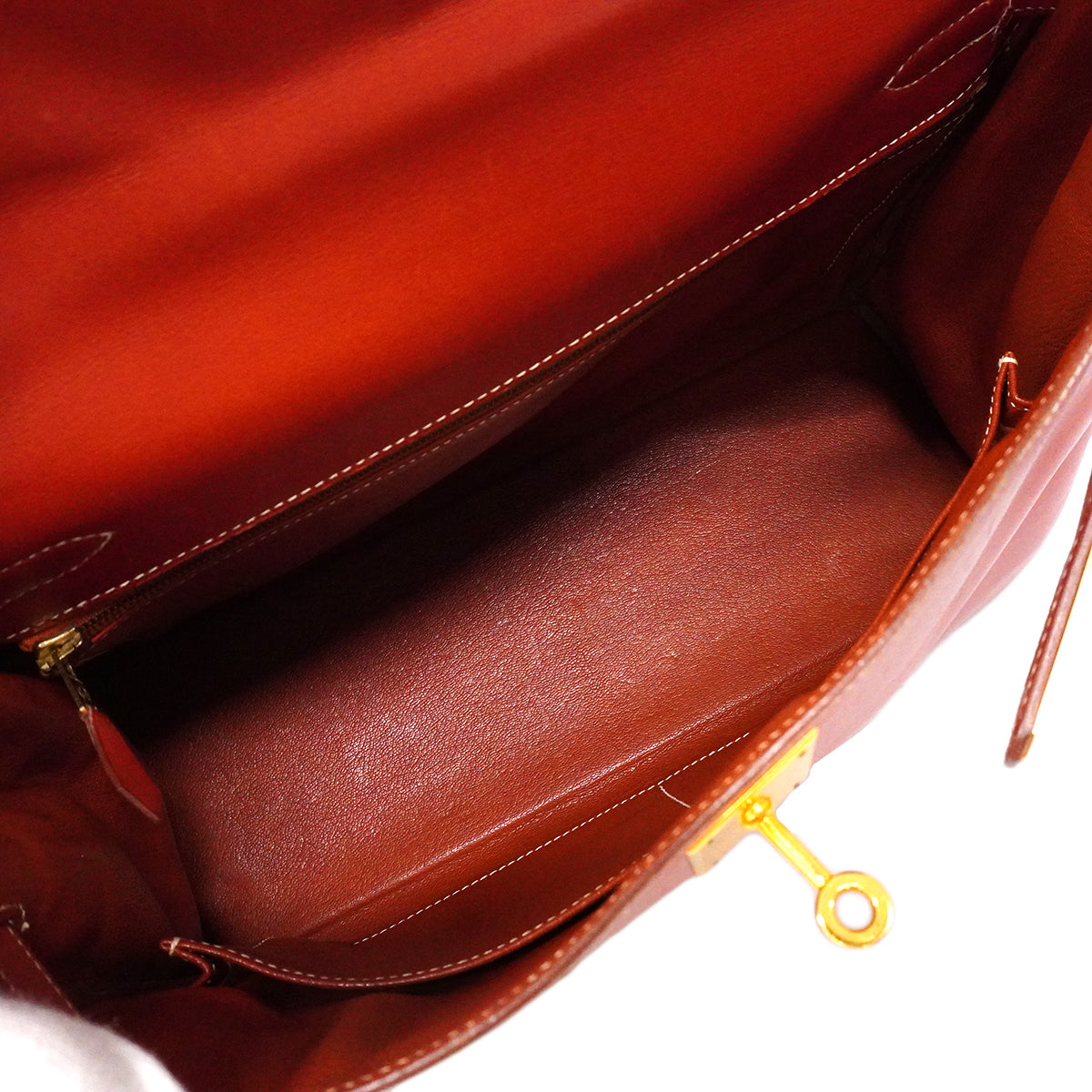【6fa1747】エルメス ハンドバッグ ケリー32 ボックスカーフ サンギーヌ ゴールド金具 ○Z刻印【中古】レディース