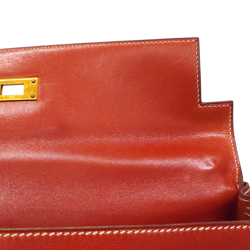 【6fa1747】エルメス ハンドバッグ ケリー32 ボックスカーフ サンギーヌ ゴールド金具 ○Z刻印【中古】レディース