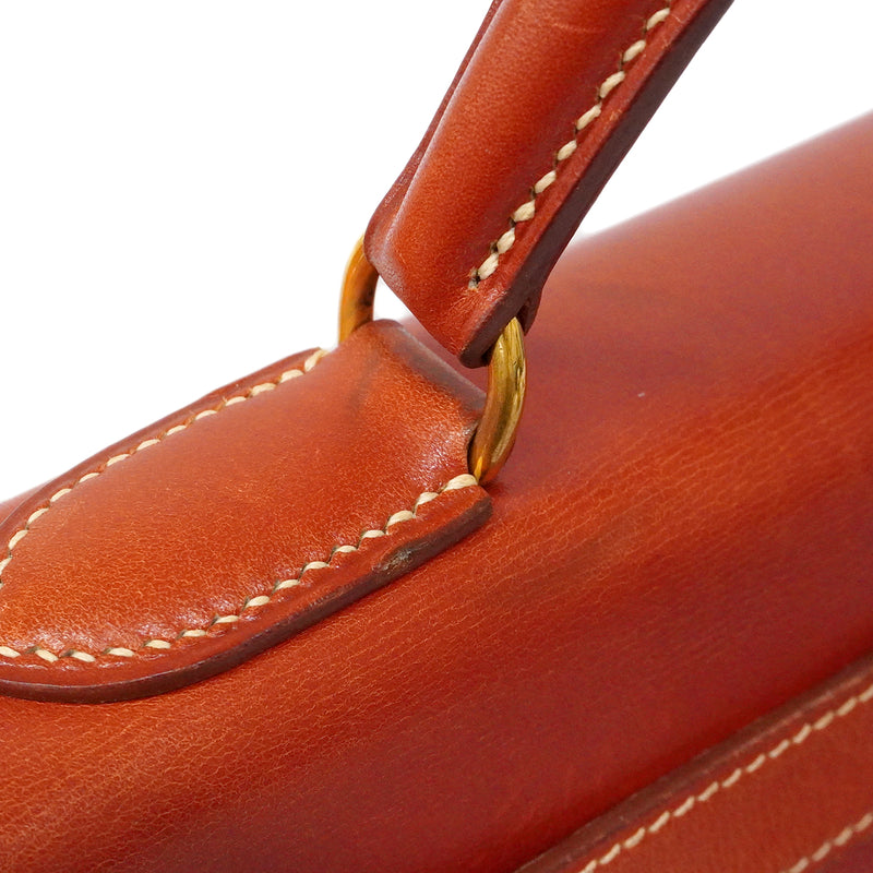 【6fa1747】エルメス ハンドバッグ ケリー32 ボックスカーフ サンギーヌ ゴールド金具 ○Z刻印【中古】レディース